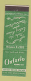 Matchbook Cover - Ontario House Chicago IL