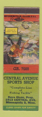 Matchbook Cover - Central Avenue Sports Shop fishing tackle Minneapolis MN