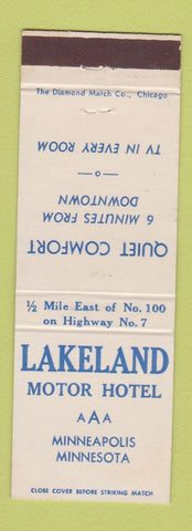 Matchbook Cover - Lakeland Motor Hotel Minneapolis MN