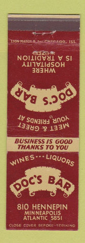 Matchbook Cover - Doc's Bar Minneapolis MN