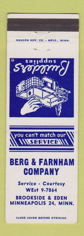 Matchbook Cover - Berg & Franham Lumber Minneapolis MN