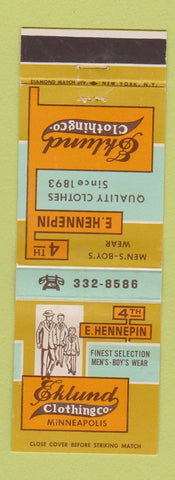 Matchbook Cover - Eklund Clothing Minneapolis MN