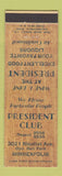 Matchbook Cover - President Club Minneapolis MN