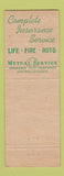 Matchbook Cover - Mutual Service Insurance Leon Jaeb Minneapolis MN