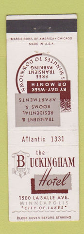 Matchbook Cover - Buckingham Hotel Minneapolis MN