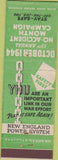 Matchbook Cover - Oct 1944 No Accident Month New England Power