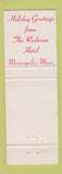 Matchbook Cover - Radisson Hotel Christmas Minneapolis MN