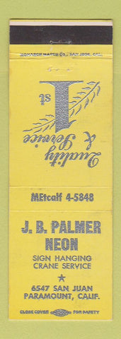 Matchbook Cover - JB Palmer Neon Paramount CA sign hanging