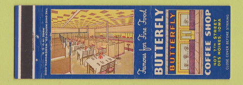 Matchbook Cover - Butterfly Coffee Shop Des Moines IA