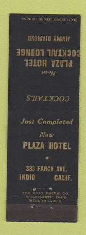 Matchbook Cover - Plaza Hotel Cocktail Lounge Jimmy Diamond Indio CA