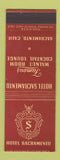 Matchbook Cover - Hotel Sacramento CA Walnut Room