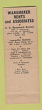 Matchbook Cover - Wanamaker Equipment Rental Burbank CA