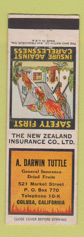 Matchbook Cover - A Darwin Tuttle Insurance Colusa CA