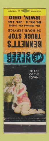 Matchbook Cover - Bennett's Truck Stop Irwin PA WORN pinup