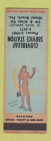 Matchbook Cover - Cloverleaf Service Cities oil gas Miami Beach FL WEAR pinup