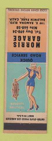 Matchbook Cover - Morris Garage Baldwin Park CA WEAR pinup