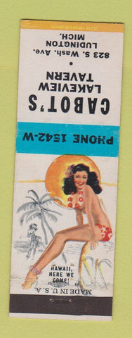 Matchbook Cover - Cabot's Lakeview Tavern Ludington MI WEAR pinup