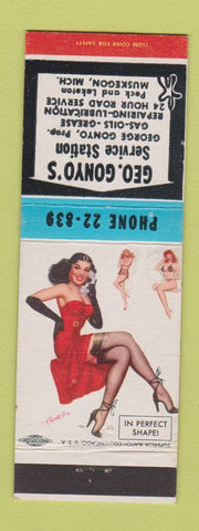 Matchbook Cover - Geo Gonyo's oil gas Muskegon MI WEAR pinup