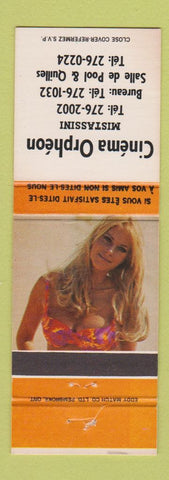 Matchbook Cover - Cinema Orpheon Mistassini QC pinup