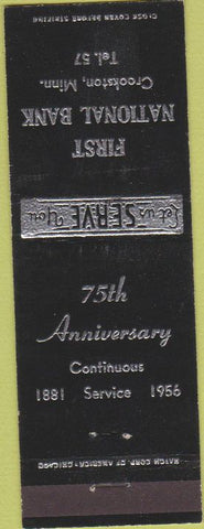 Matchbook Cover - First National Bank Crookston MN