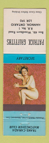 Matchbook Cover - Patrick Griffiths Trans Canada Match Club Hannon ON pinup