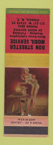 Matchbook Cover - Don Streeter Mobil oil gas Ithaca NY pinup