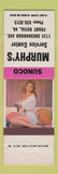 Matchbook Cover - Murphy's Sunoco oil gas Front Royal VA pinup