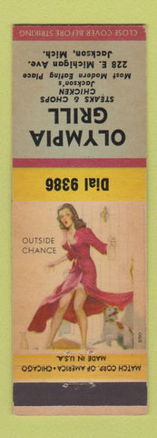 Matchbook Cover - Olympia Grill Jackson MI pinup