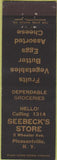 Matchbook Cover - Seebeck's Store Pleasantville NY