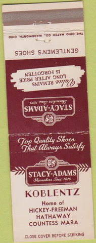 Matchbook Cover - Kloblentz Shoes Stacy Adams