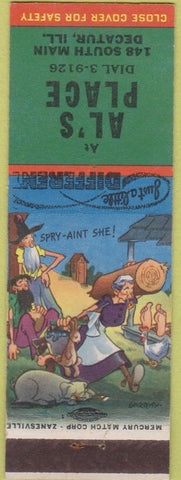 Matchbook Cover - Al's Place Decatur IL hillbilly
