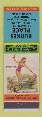 Matchbook Cover - Burkes Place New Philadelphia PA Silver Creek WEAR pinup