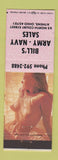 Matchbook Cover - Bill's Army Navy Sales Athens OH pinup