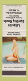 Matchbook Cover - Lakeside Sporting Goods fishing tackle pinup