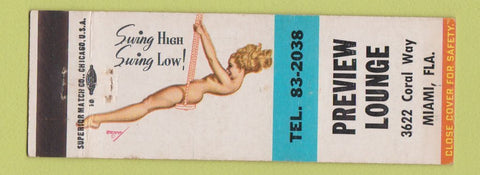 Matchbook Cover - Preview Lounge Miami FL WEAR pinup