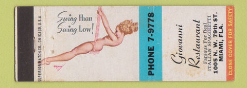 Matchbook Cover - Giovanni Restaurant Miami FL WEAR pinup