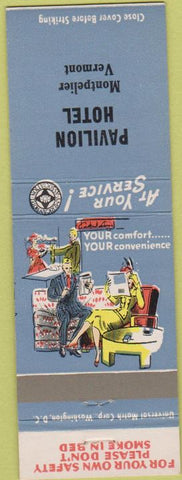 Matchbook Cover - Pavilion Hotel Montpelier VT