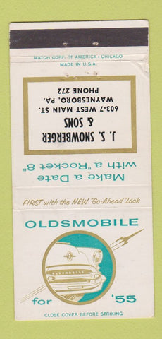 Matchbook Cover - 1955 Oldsmobile JS Snowberger Waynesboro PA 30 Strike