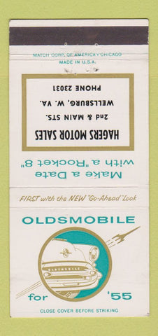 Matchbook Cover - 1955 Oldsmobile Hagers Wellsburg WV 30 Strike