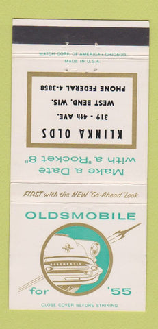 Matchbook Cover - 1955 Oldsmobile Klinka West Bend WI 30 Strike