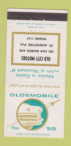 Matchbook Cover - 1955 Oldsmobile Old City Motors St Augustine FL 30 Strike