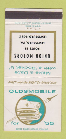 Matchbook Cover - 1955 Oldsmobile Union Motors Lewisburg PA 30 Strike