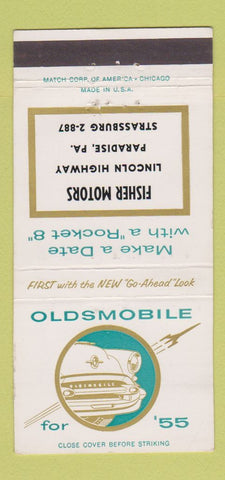 Matchbook Cover - 1955 Oldsmobile Fisher Motors Paradise PA 30 Strike