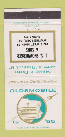 Matchbook Cover - 1955 Oldsmobile JS Snowberger Waynesboro PA 30 Strike