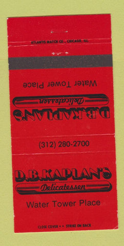 Matchbook Cover - DB Kaplan's Deli Chicago IL 30 Strike