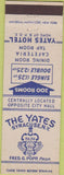 Matchbook Cover - The Yates Hotel Syracuse NY