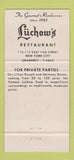 Matchbook Cover - Luchow's Restaurant New York City 30 Strike