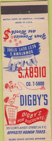 Matchbook Cover - Digby's Department Store New York City NY
