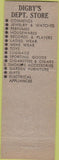 Matchbook Cover - Digby's Department Store New York City NY
