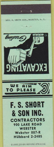 Matchbook Cover - Short  and  Son Webster Excavating
